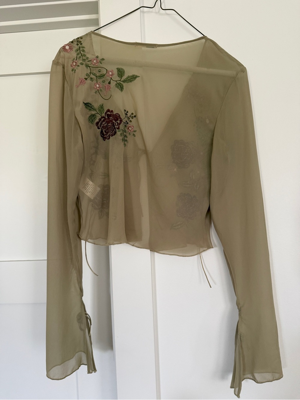 House of CB Beige Sheer Set with Western Floral Embroidery - Picture 6 of 15
